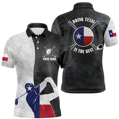 Golf Polo shirts, Texas Flag Mens Golf Polo Shirts, Black And White Patriotic Golf Shirts For Men, Best Golf Gifts