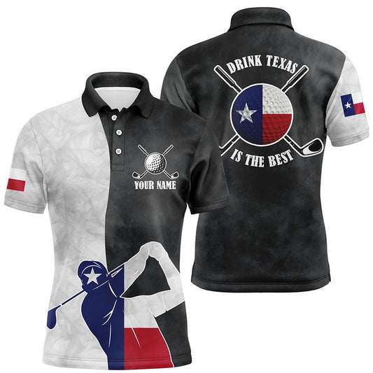 Golf Polo shirts, Texas Flag Mens Golf Polo Shirts, Black And White Patriotic Golf Shirts For Men, Best Golf Gifts