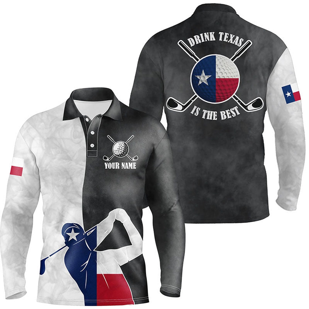 Golf Polo shirts, Texas Flag Mens Golf Polo Shirts, Black And White Patriotic Golf Shirts For Men, Best Golf Gifts
