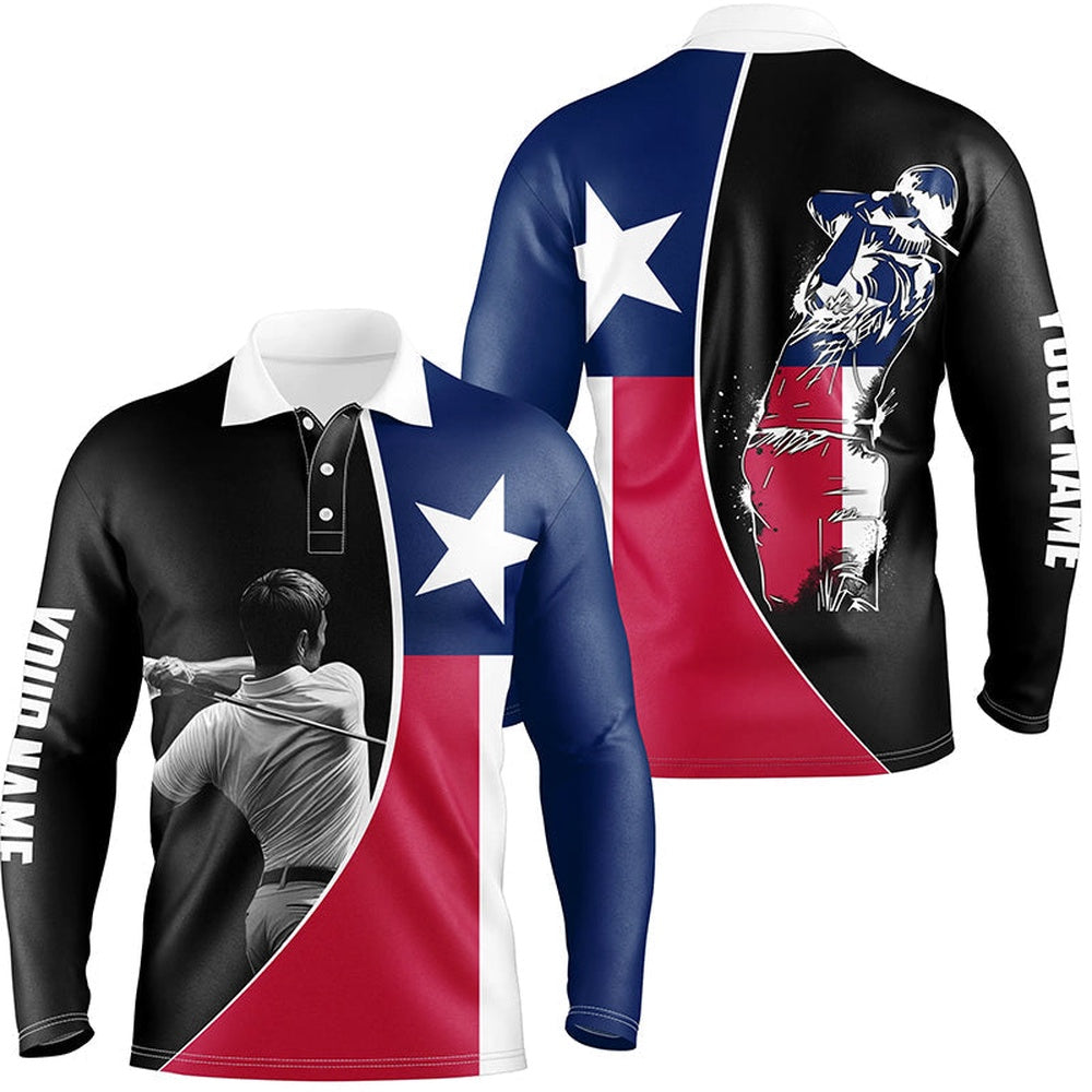 Golf Polo shirts, Texas Flag Mens Golf Polo Shirts Custom Patriot Golf Tops For Men, Gifts For Golf Lovers