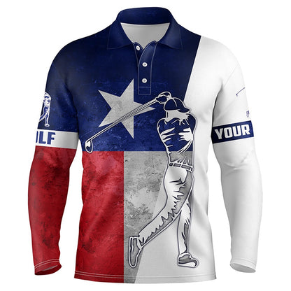 Golf Polo shirts, Texas Flag Mens Golf Polos Shirts Custom Name Patriot Golf Gifts, Golf Shirts For Men