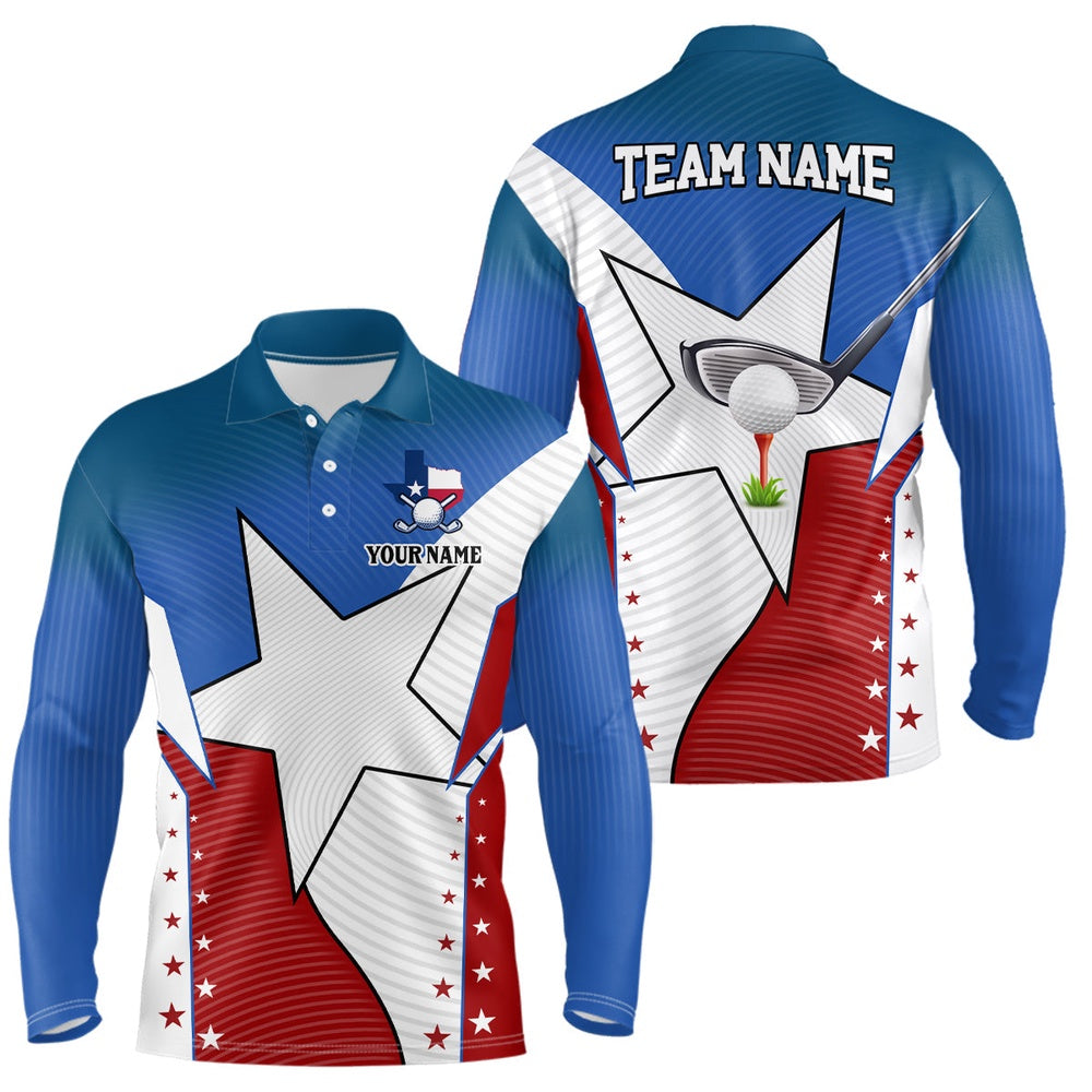 Golf Polo shirts, Texas Flag Retro Mens Golf Polo Shirts Custom Golf Apparel For Team Men, Gifts For Golf Lovers