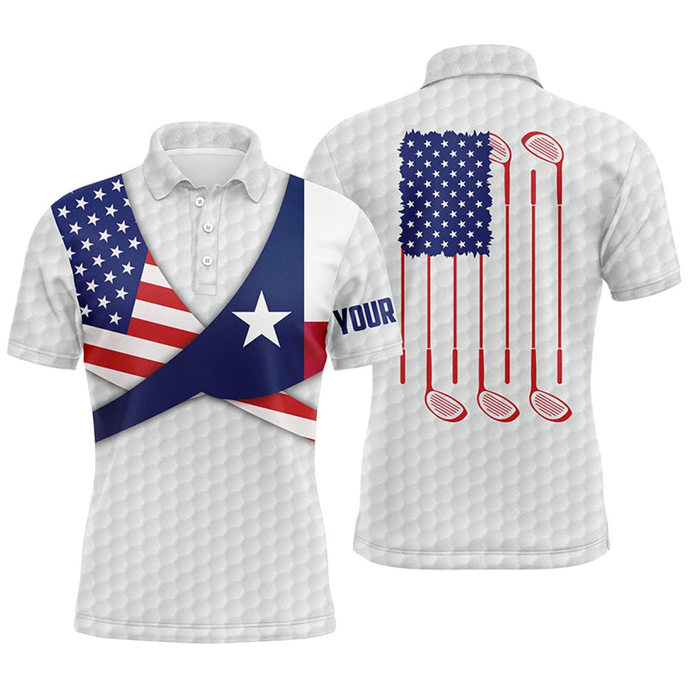 Golf Polo shirts, Texas Flag White Golf Pattern Mens Polo Shirt Patriotic Golf Shirts For Men Golf Gifts