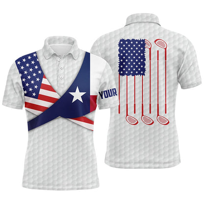 Golf Polo shirts, Texas Flag White Golf Pattern Mens Polo Shirt Patriotic Golf Shirts For Men Golf Gifts
