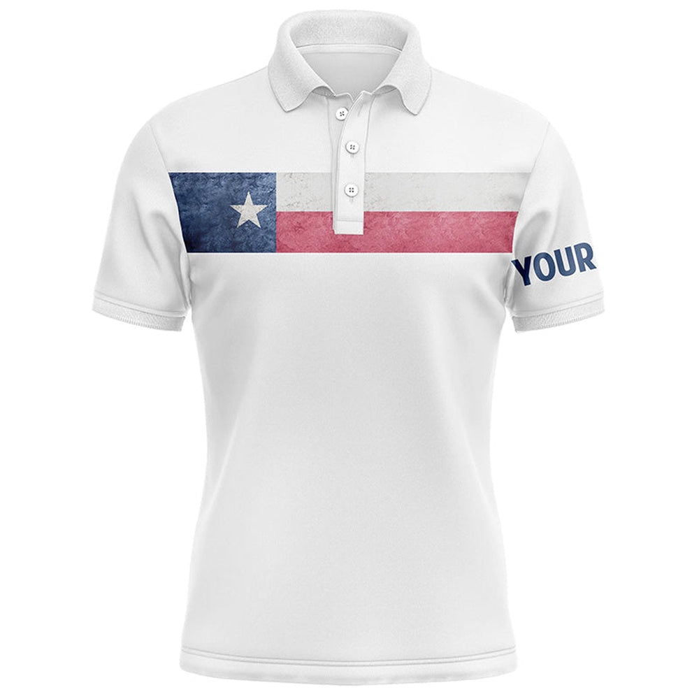Golf Polo shirts, Texas Flag White Mens Golf Polo Shirts Custom Patriotic Golf Tops For Mens