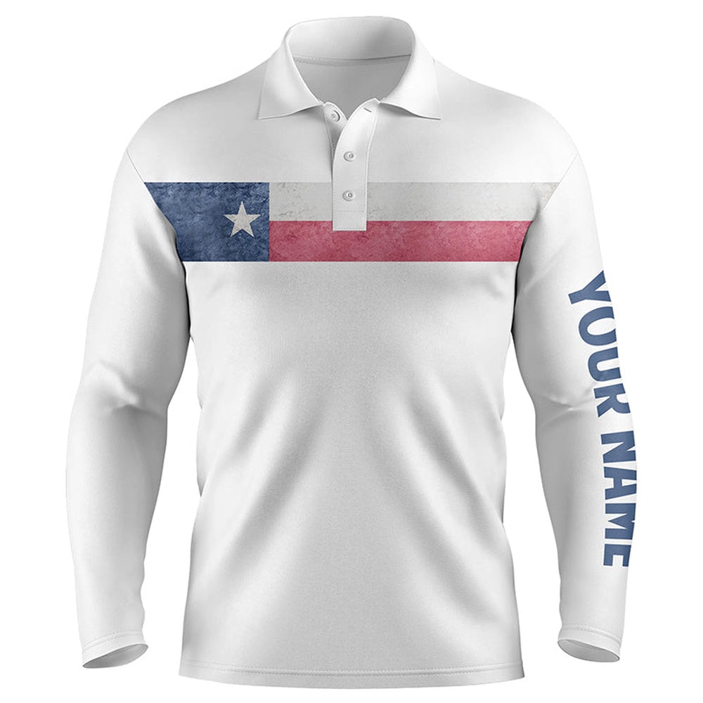 Golf Polo shirts, Texas Flag White Mens Golf Polo Shirts Custom Patriotic Golf Tops For Mens