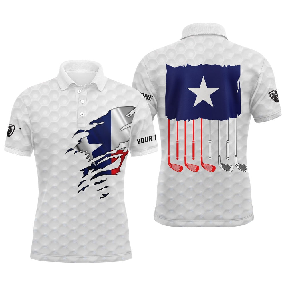 Golf Polo shirts, Texas Golf Wear For Mens Custom Name Patriotic Texas Flag Golf Polo Unique Gifts For Golf Lovers