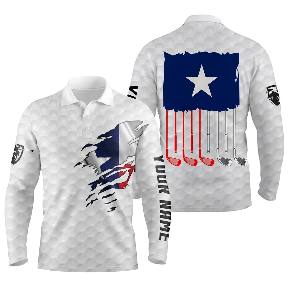 Golf Polo shirts, Texas Golf Wear For Mens Custom Name Patriotic Texas Flag Golf Polo Unique Gifts For Golf Lovers