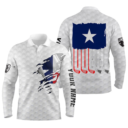 Golf Polo shirts, Texas Golf Wear For Mens Custom Name Patriotic Texas Flag Golf Polo Unique Gifts For Golf Lovers