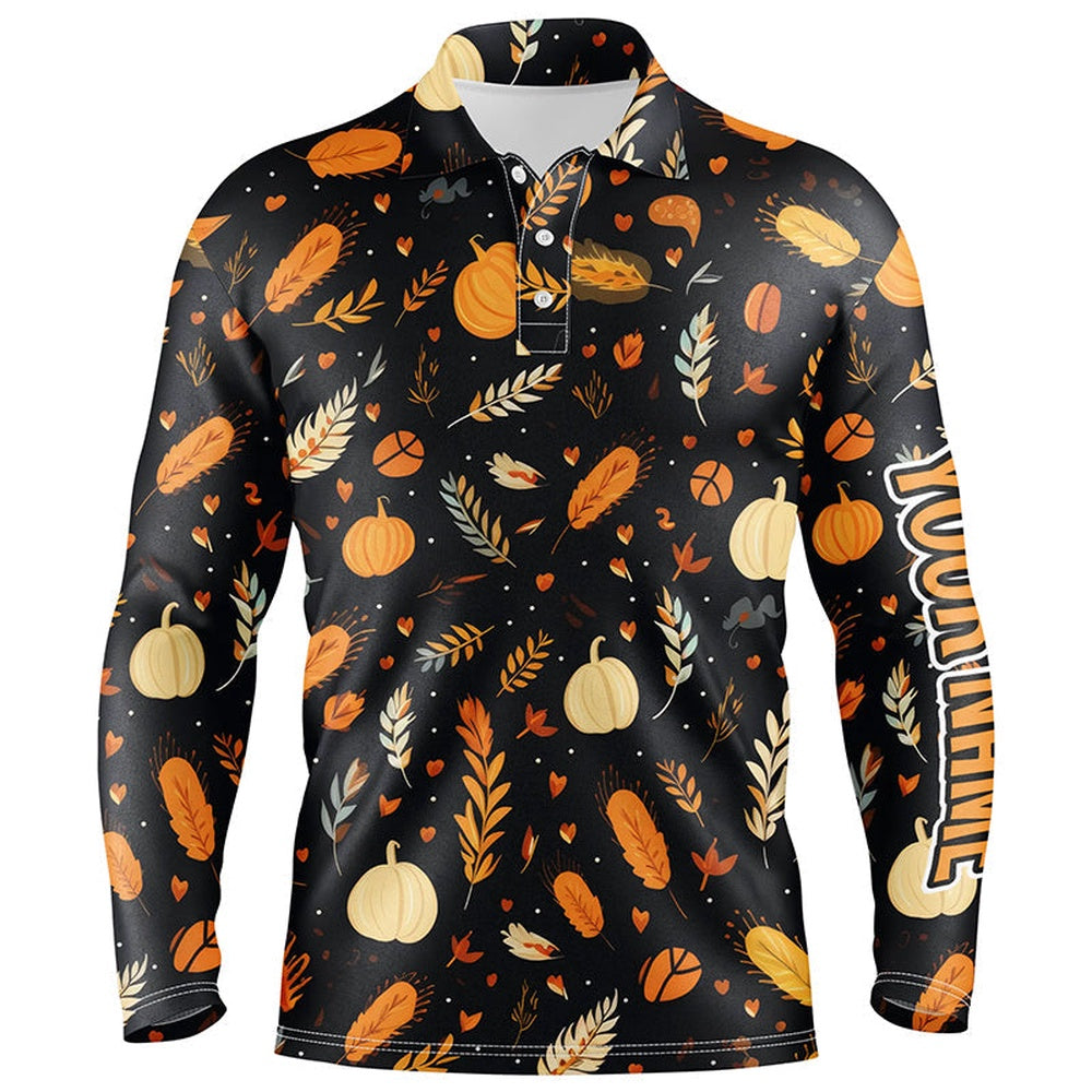 Golf Polo shirts, Thanksgiving Pattern Mens Golf Polo Shirts Custom Thanksgiving Gift Best Mens Golf Wear