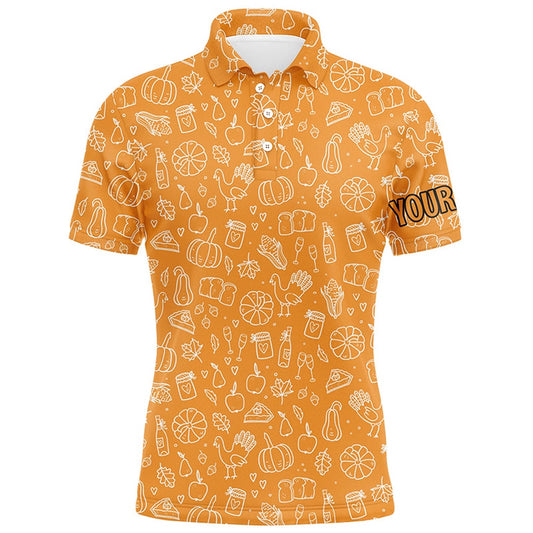 Golf Polo shirts, Thanksgiving Seamless Mens Golf Polo Shirt Orange Customized Golf Tops For Men Cool Golf Gifts
