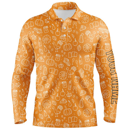 Golf Polo shirts, Thanksgiving Seamless Mens Golf Polo Shirt Orange Customized Golf Tops For Men Cool Golf Gifts