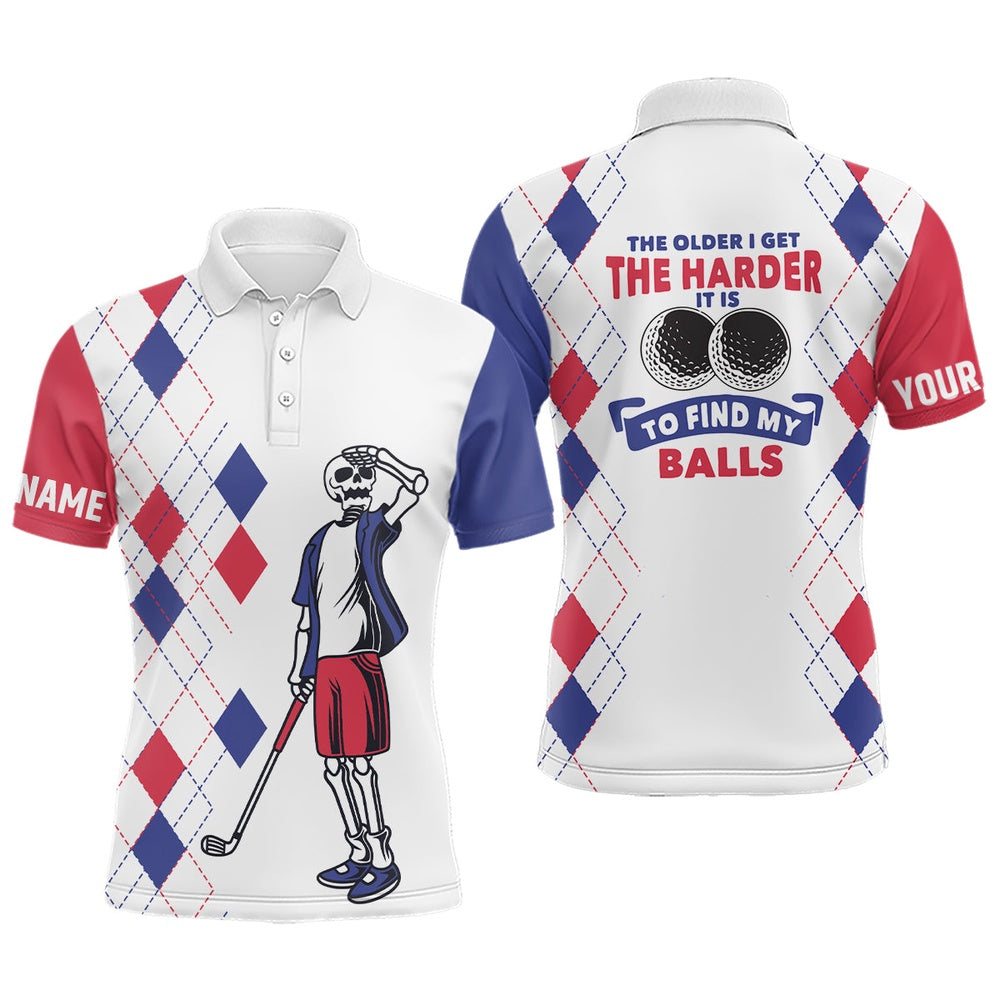 Golf Polo shirts, The Older I Get The Harder It Is Argyle Pattern Mens Golf Polo Shirts Skull Golf Shirts For Men