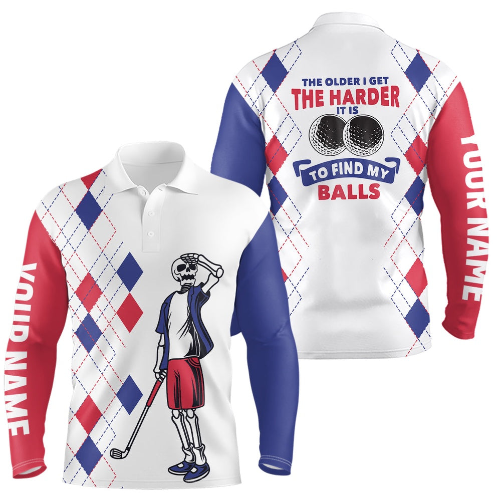 Golf Polo shirts, The Older I Get The Harder It Is Argyle Pattern Mens Golf Polo Shirts Skull Golf Shirts For Men