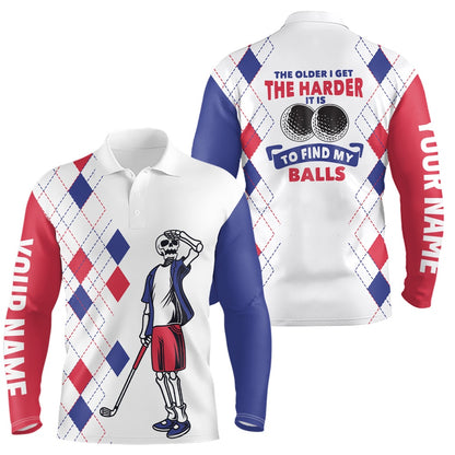 Golf Polo shirts, The Older I Get The Harder It Is Argyle Pattern Mens Golf Polo Shirts Skull Golf Shirts For Men