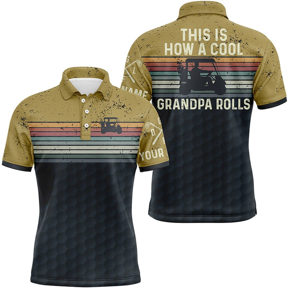Golf Polo shirts, This Is How A Cool Grandpa Rolls Retro Colorful Mens Golf Polo Shirt Striped Golf Gifts For Men