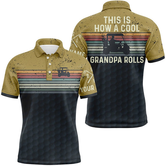 Golf Polo shirts, This Is How A Cool Grandpa Rolls Retro Colorful Mens Golf Polo Shirt Striped Golf Gifts For Men