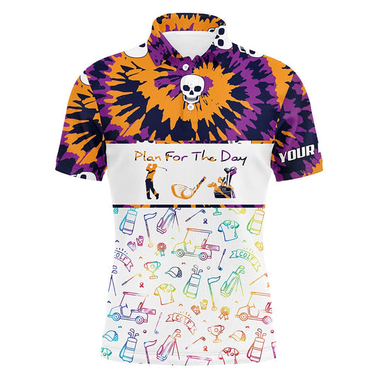 Golf Polo shirts, Tie Dye Halloween Mens Golf Polo Shirts, Colorful Best Golf Shirts For Men, Skull Golf Shirt