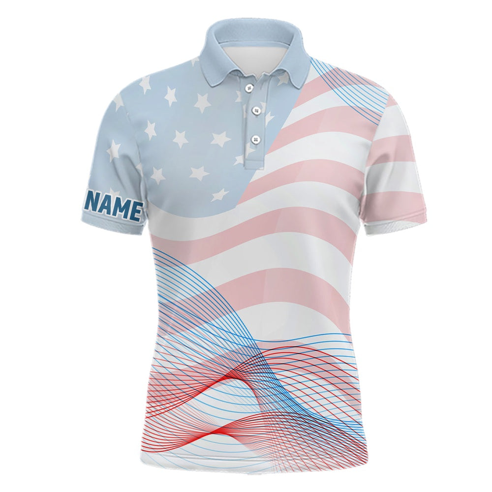 Golf Polo shirts, Transparent American Flag Mens Golf Polo Shirts Custom Patriotic Golf Shirts For Men Golf Gifts