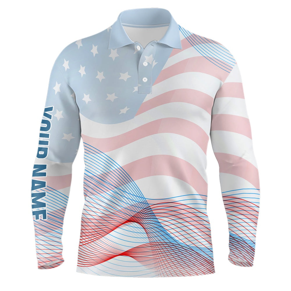Golf Polo shirts, Transparent American Flag Mens Golf Polo Shirts Custom Patriotic Golf Shirts For Men Golf Gifts