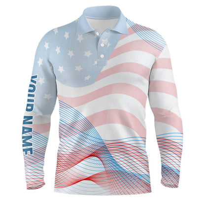 Golf Polo shirts, Transparent American Flag Mens Golf Polo Shirts Custom Patriotic Golf Shirts For Men Golf Gifts