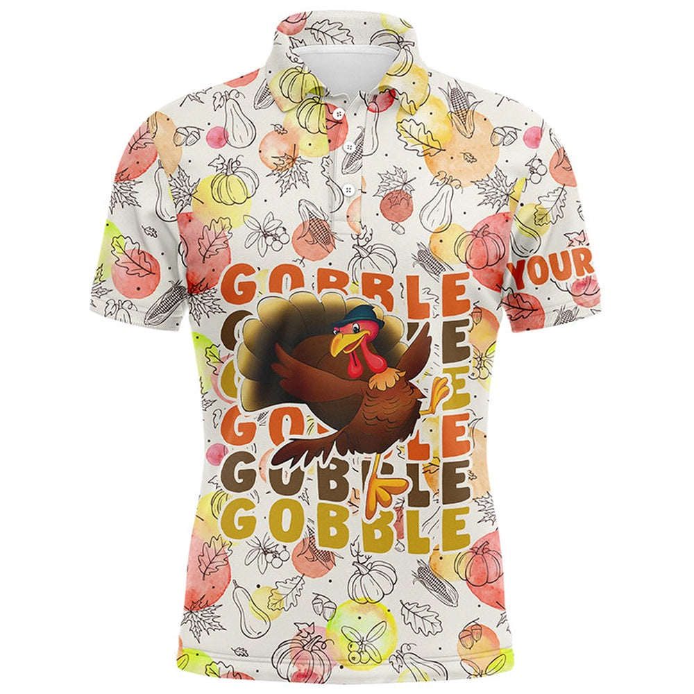 Golf Polo shirts, Turkey Bird Thanksgiving Golf Mens Polo Shirt Fall Pattern Custom Golf Shirts For Men Golf Gifts
