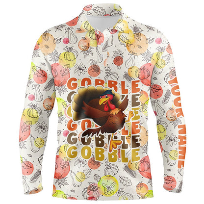 Golf Polo shirts, Turkey Bird Thanksgiving Golf Mens Polo Shirt Fall Pattern Custom Golf Shirts For Men Golf Gifts