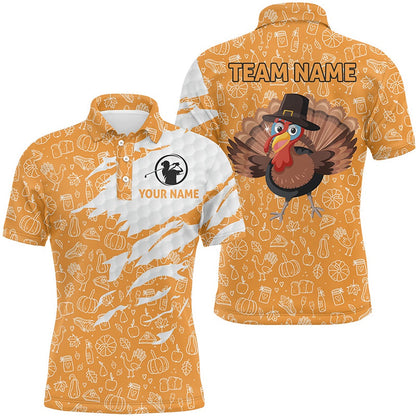 Golf Polo shirts, Turkey Bird Thanksgiving Golf Team Mens Polo Shirt Orange Custom Men Golf Tops Funny Golf Gifts
