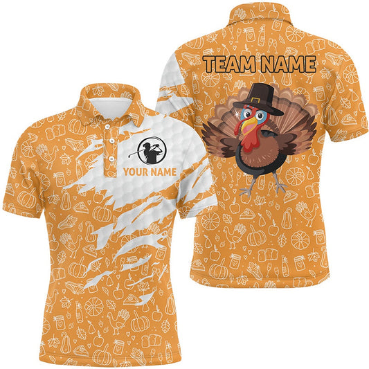 Golf Polo shirts, Turkey Bird Thanksgiving Golf Team Mens Polo Shirt Orange Custom Men Golf Tops Funny Golf Gifts
