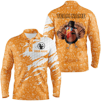 Golf Polo shirts, Turkey Bird Thanksgiving Golf Team Mens Polo Shirt Orange Custom Men Golf Tops Funny Golf Gifts