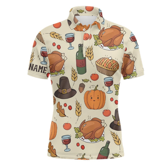 Golf Polo shirts, Turkey Thanksgiving Golf Men Polo Shirt Autumn Seamless Custom Golf Shirts For Men Golf Gifts