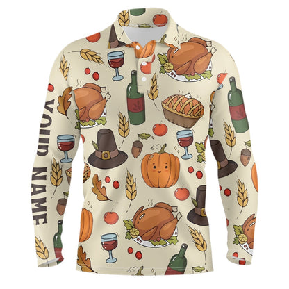 Golf Polo shirts, Turkey Thanksgiving Golf Men Polo Shirt Autumn Seamless Custom Golf Shirts For Men Golf Gifts