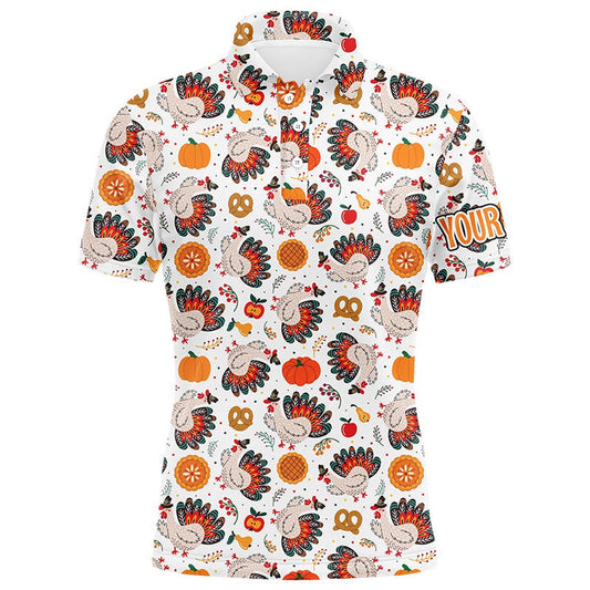 Golf Polo shirts, Turkey Thanksgiving Pattern Mens Golf Polo Shirts Custom Thanksgiving Gift Best Mens Golf Wear