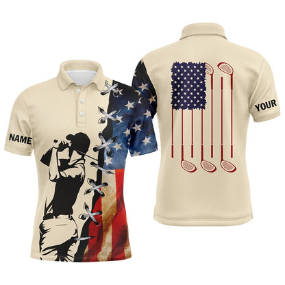 Golf Polo shirts, Vintage American Flag Mens Golf Polo Shirts Custom Name Golf Clubs Patriotic Team Mens Golf Shirt