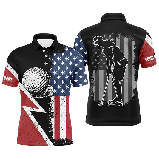 Golf Polo shirts, Vintage American Flag Mens Golf Polo Shirts Custom Patriotic Team Golf Shirts, Best Mens Golf Wears