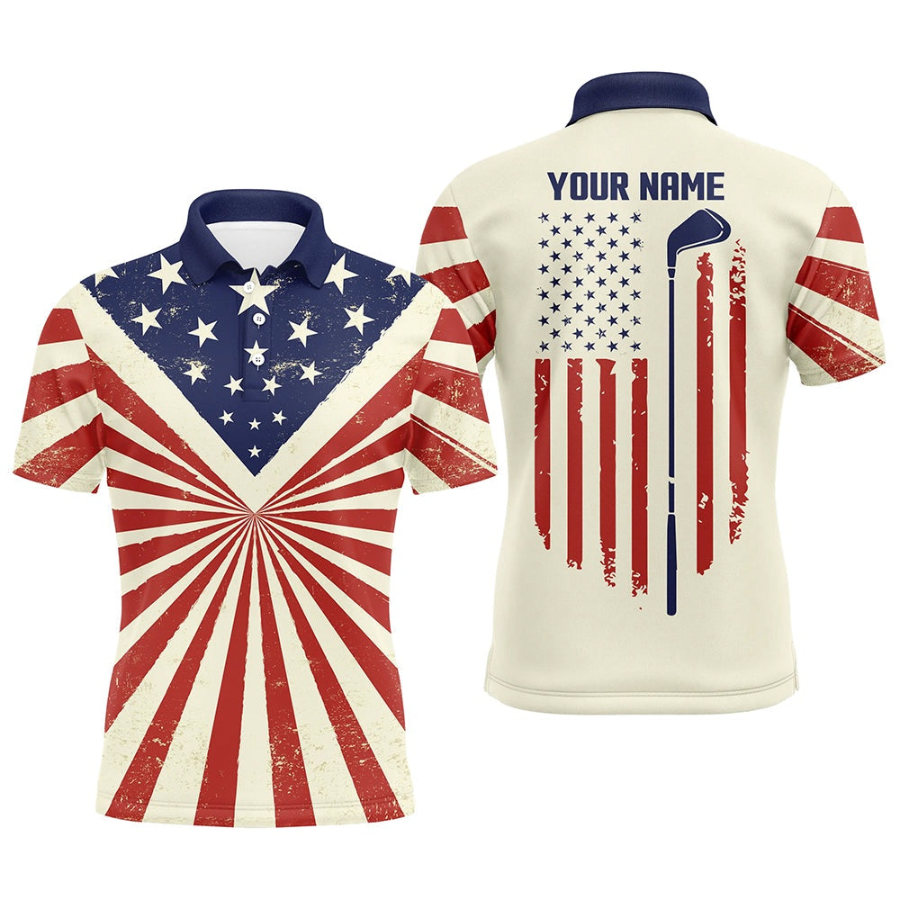Golf Polo shirts, Vintage American Flag Patriotic Mens Golf Polo Shirt Custom Men'S Flag Polo Shirt Tournament Golf Gift