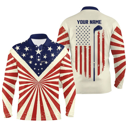 Golf Polo shirts, Vintage American Flag Patriotic Mens Golf Polo Shirt Custom Men'S Flag Polo Shirt Tournament Golf Gift