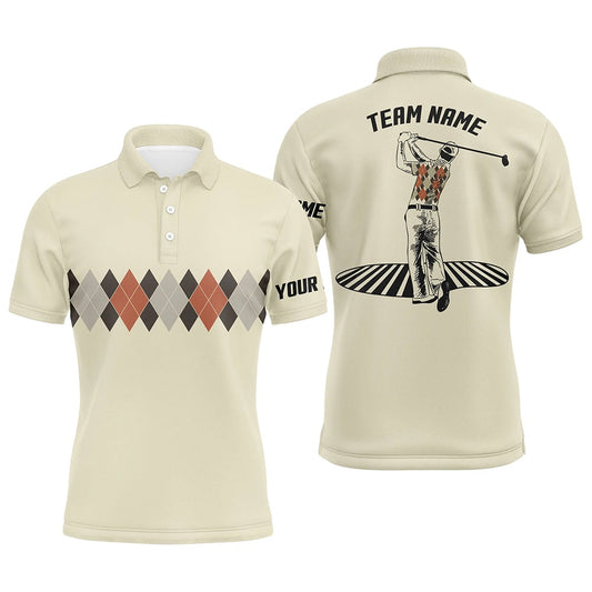 Golf Polo shirts, Vintage Argyle Pattern Mens Golf Polo Shirt Custom Name Funny Golf Shirts For Men Golf Gifts