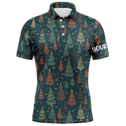 Golf Polo shirts, Vintage Christmas Trees Mens Golf Polo Shirts Custom Golf Shirts For Men Xmas Golf Gifts