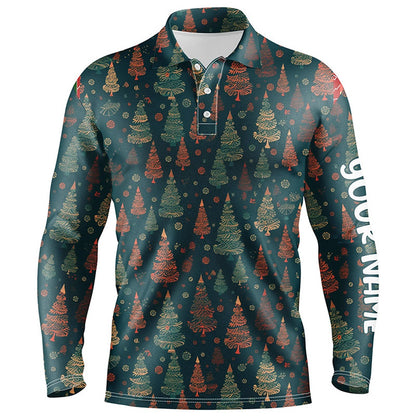 Golf Polo shirts, Vintage Christmas Trees Mens Golf Polo Shirts Custom Golf Shirts For Men Xmas Golf Gifts