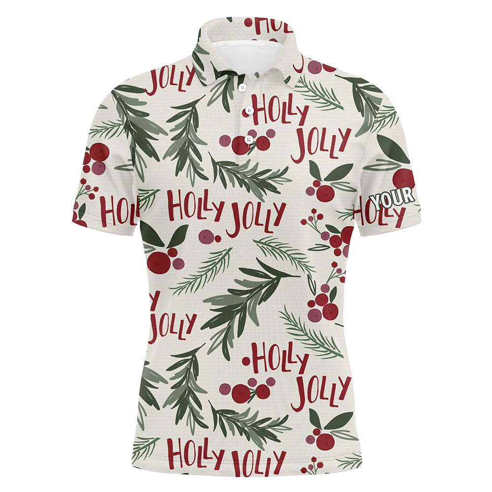 Golf Polo shirts, Vintage Christmas Tropical Mens Golf Polo Shirt Custom Name Golf Shirts For Men