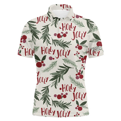 Golf Polo shirts, Vintage Christmas Tropical Mens Golf Polo Shirt Custom Name Golf Shirts For Men