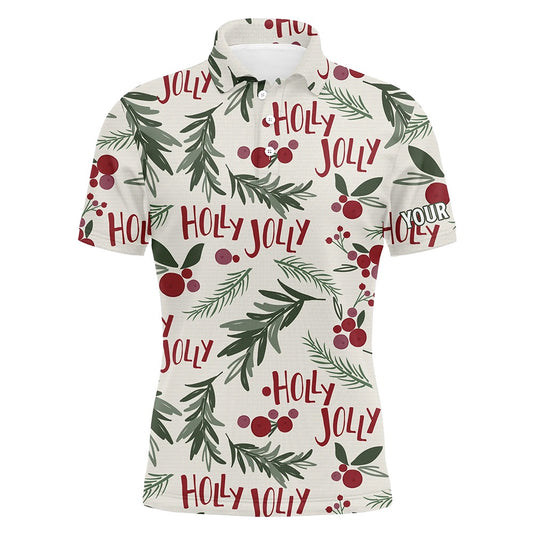 Golf Polo shirts, Vintage Christmas Tropical Mens Golf Polo Shirt Custom Name Golf Shirts For Men