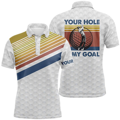 Golf Polo shirts, Vintage Golf Polo Shirts For Men Custom Name Golf Balls Skin Your Hole Is My Goal Mens Polos Shirt