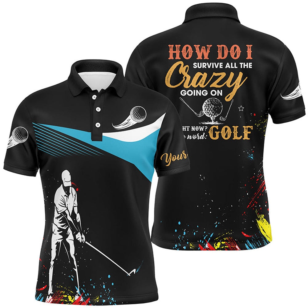 Golf Polo shirts, Water Color Mens Golf Polo Shirts, Personalized Colorful Golf Shirts For Men, Cool Golf Gifts