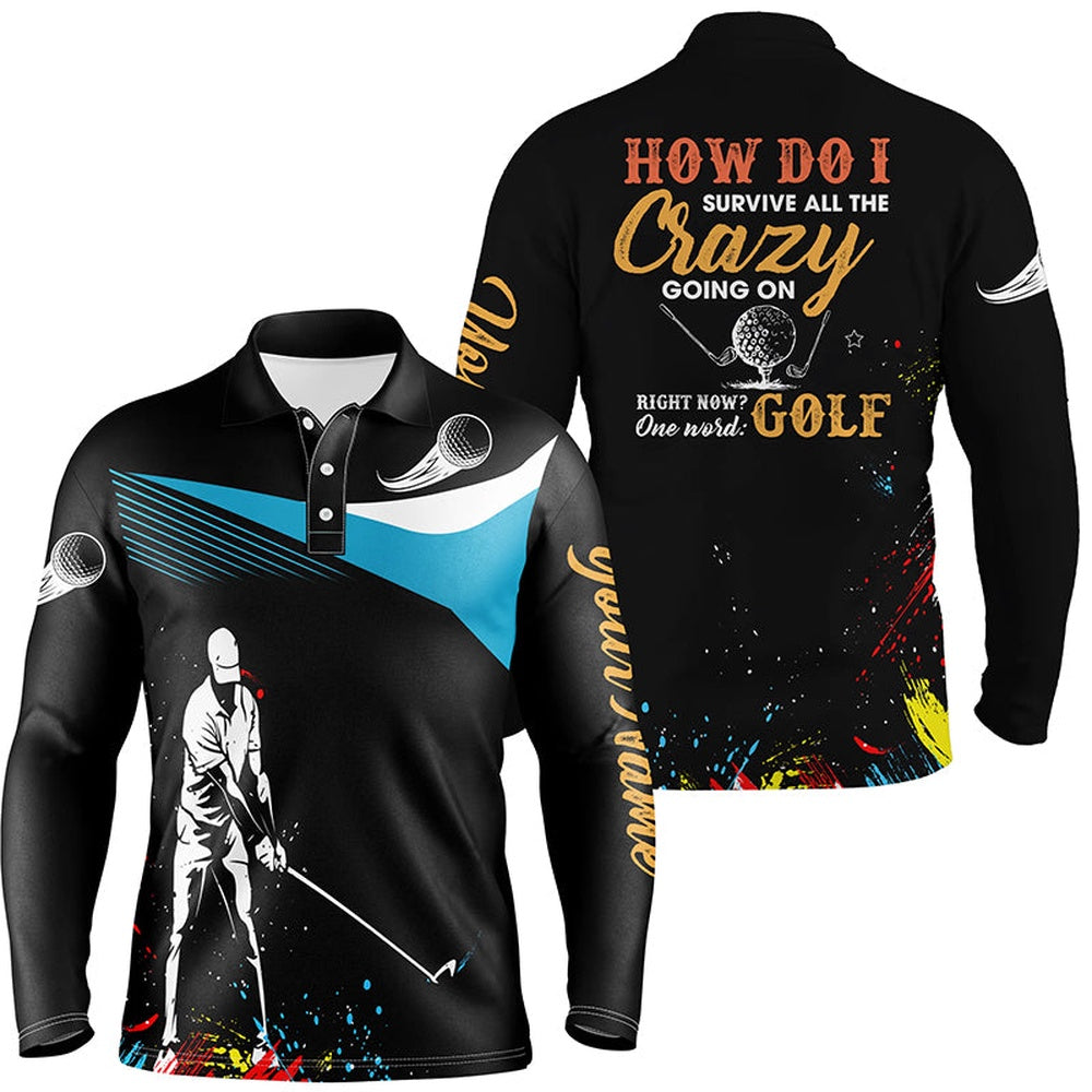 Golf Polo shirts, Water Color Mens Golf Polo Shirts, Personalized Colorful Golf Shirts For Men, Cool Golf Gifts