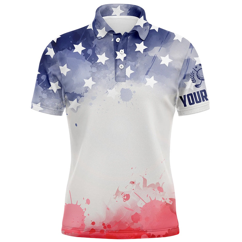 Golf Polo shirts, Watercolor American Flag Mens Golf Polo Shirt Patriotic Usa Golf Shirts For Men Golf Gifts