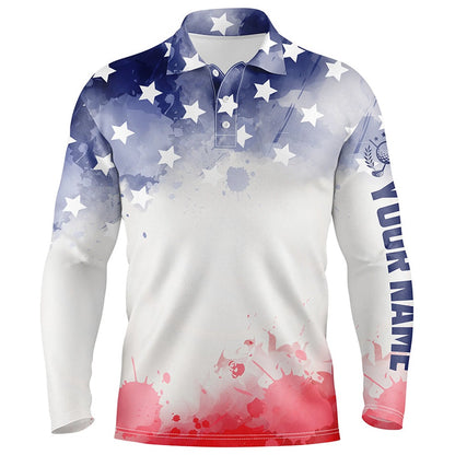 Golf Polo shirts, Watercolor American Flag Mens Golf Polo Shirt Patriotic Usa Golf Shirts For Men Golf Gifts