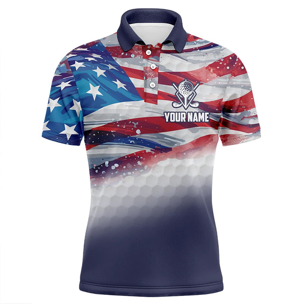 Golf Polo shirts, Watercolor American Flag Mens Golf Polo Shirts Custom Patriotic Golf Shirts For Men Golf Gifts
