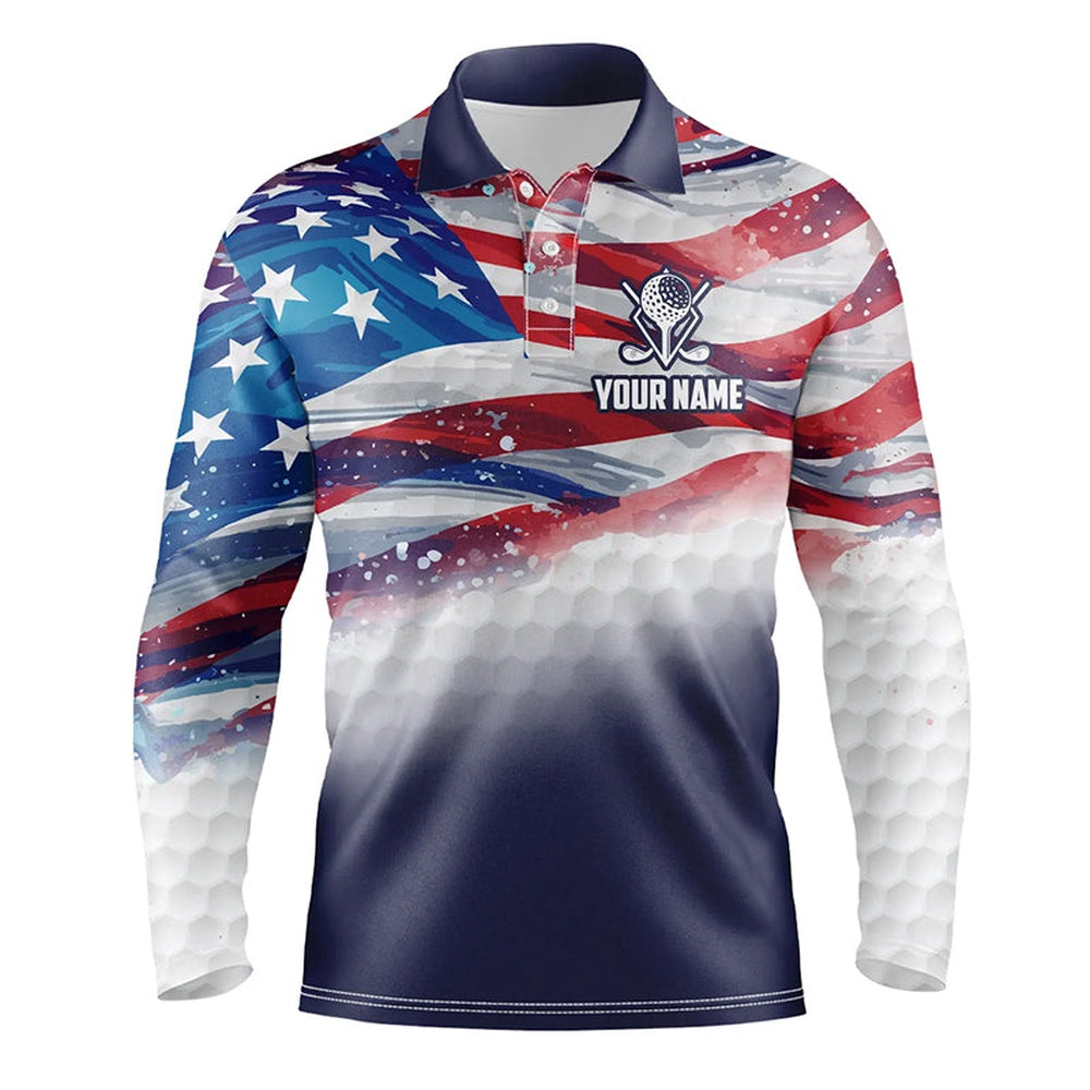 Golf Polo shirts, Watercolor American Flag Mens Golf Polo Shirts Custom Patriotic Golf Shirts For Men Golf Gifts
